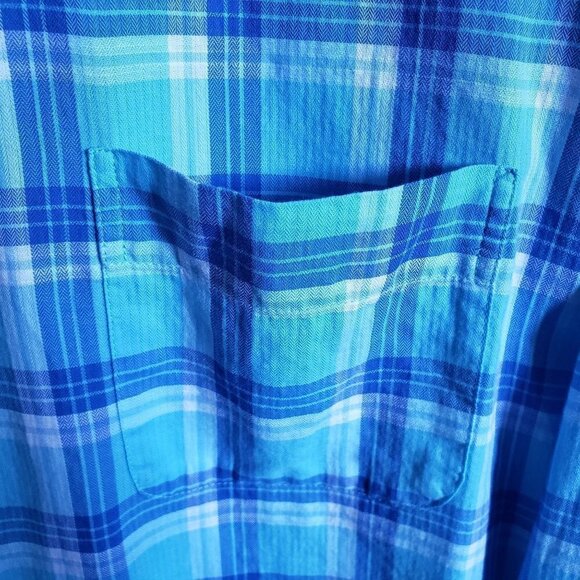 Peter Millar Seaside Plaid Long Sleeve Shirt Button Down Aqua Blue Size Mens XXL - Picture 7 of 11